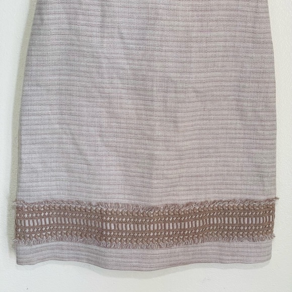 WHBM 00 Tan Natural Tweed Linen Blend Sleeveless Sheath Dress - Picture 7 of 15